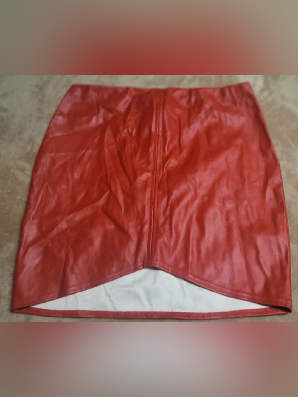 PrettyLittleThing Red Faux Leather Mini Skirt